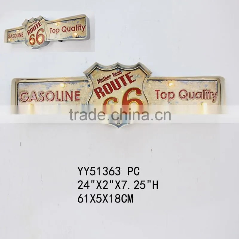 2015 new gas vintage embossed LED tin sign for wall decor, factory metal wall plaque