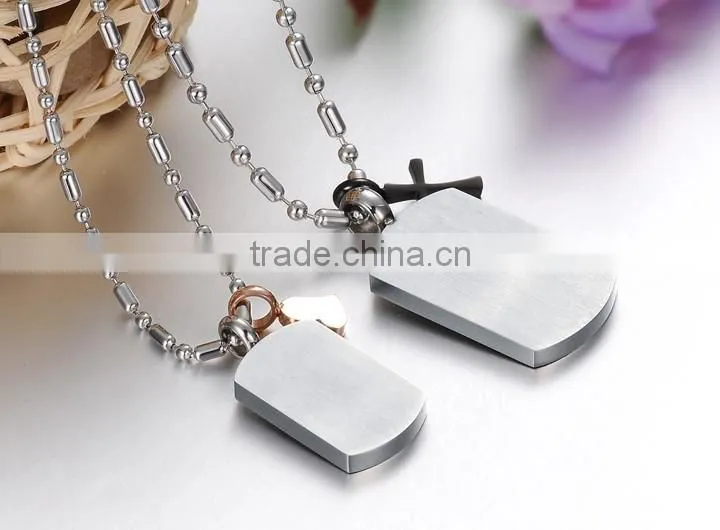 wholesale stainless steel square plate with letter pendant for lovers small MOQ and mix order