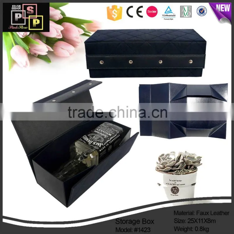 China Manufacturer Black Luxury Promotional Customed Foldable Single Wine Box