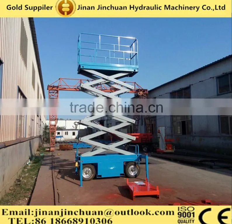 movable scissor lift platform/mobile hydraulic lift table/scissor hydraulic lift platform QYCY0.3-9