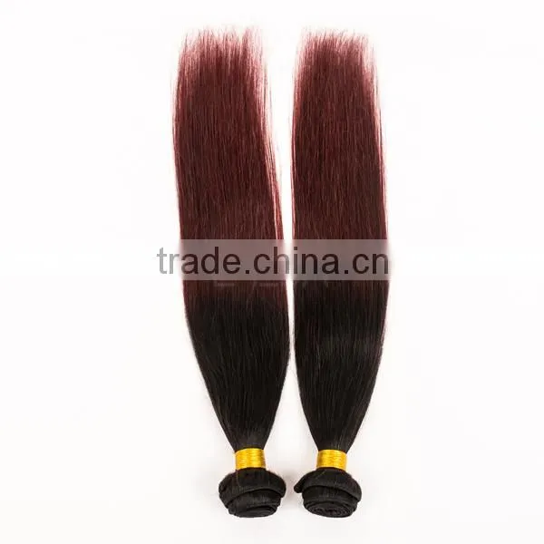 Top quality Brazilian vigin human hair weave 1b 99j two tone ombre color hair extension