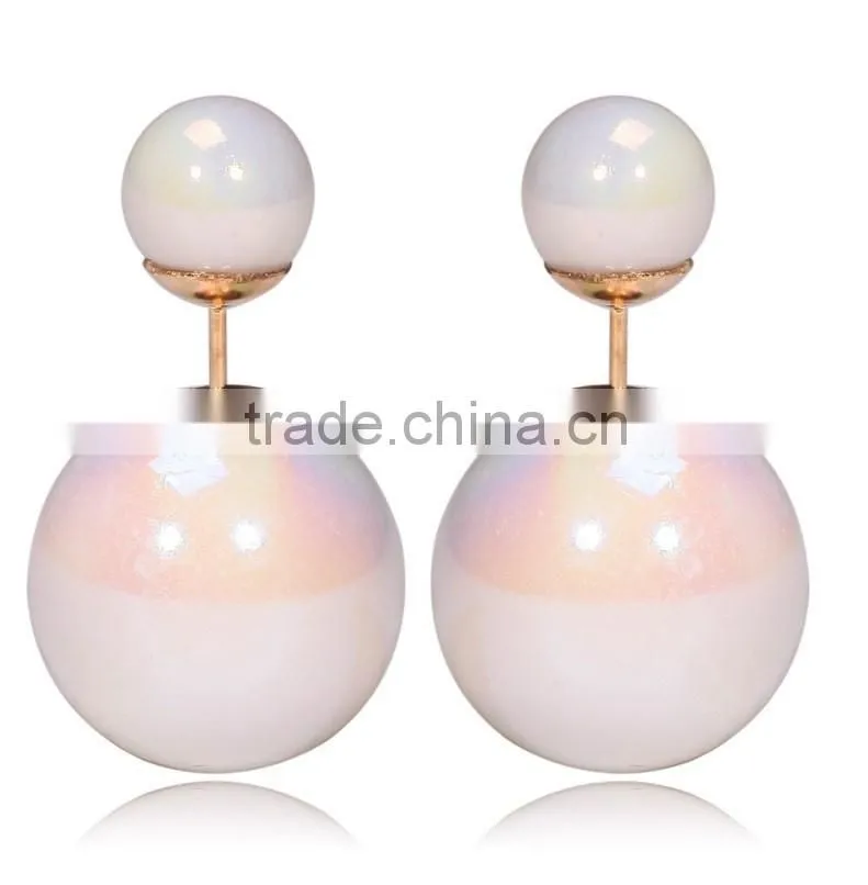 2016 Fashion Jewellery Trends Korea Colorful Double Ball Designs Stud Earrings