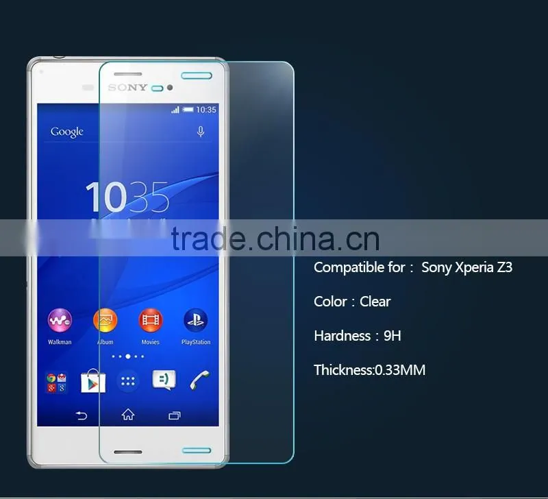 0.33mm 2.5D perfect fit for Sony Xperia Z3 tempered glass screen protector