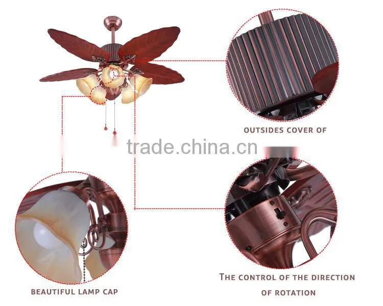 Outdoor Use Leaf Blades Ceiling Fan With Remote