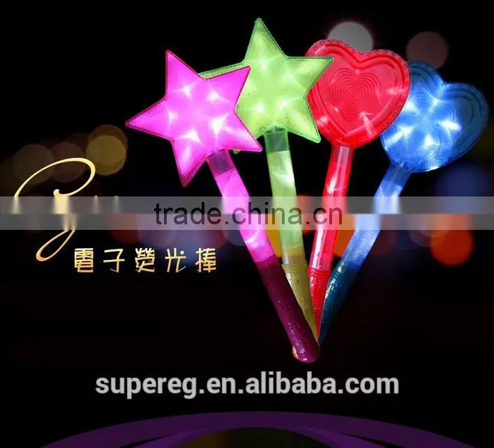Color Star/Heart LED Light Stick Shiny Cheering Glow Flash Light Stick Christmas Gift Party