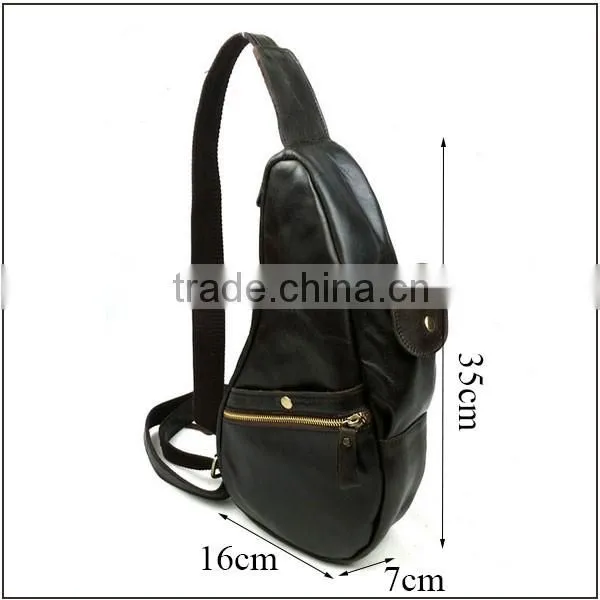 Fanshion design leisure shoulder backpack genuine leather chest bag for men