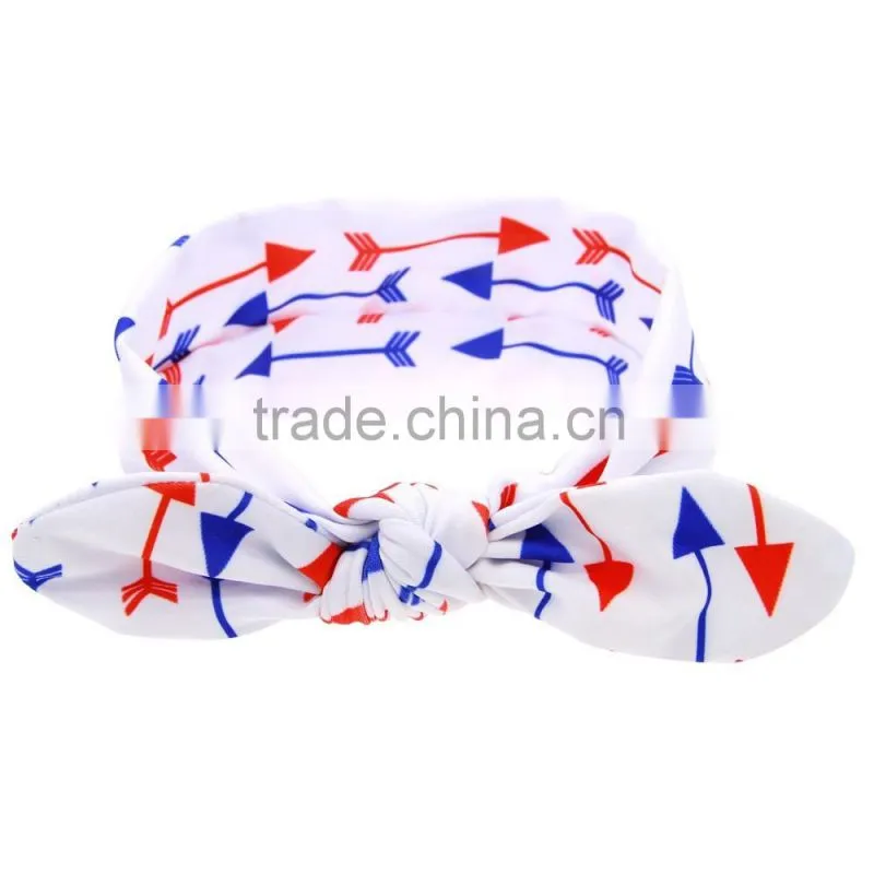 Hot-sales kids turban knotted Headband for 4th of July fashion baby cotton Hair Bands wh-1742