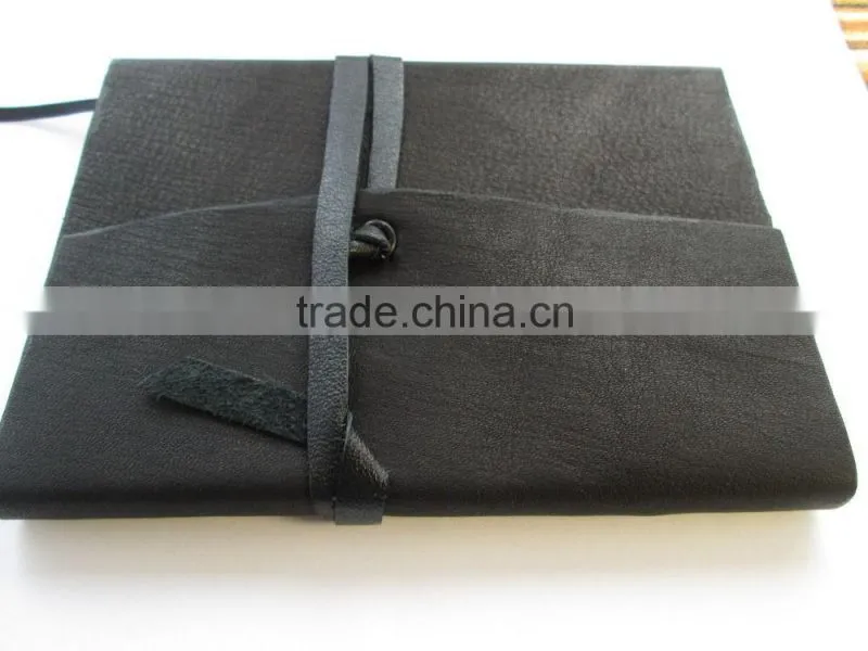Leather Journal blank Handmade Cover Notebook Paper Leather strap Black Journal