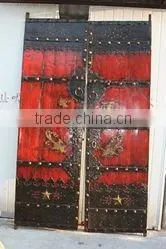 Chinese antique elm wood red garden door