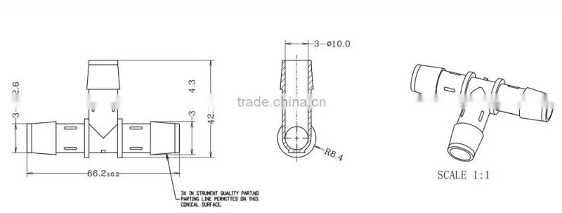 1/2" Tee joints plastic joint tube joint tube connector PP body