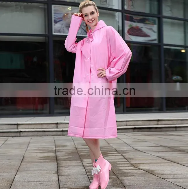 PVC waterproof women long rain coat wholesale with your logo