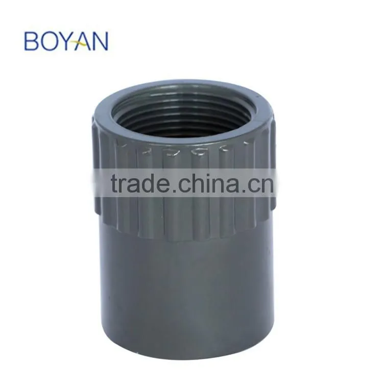 China Products BOYAN PVC UPVC ASTM SCH80 Grey Pipe Fitting Thread Coupling Female Universal Adapter