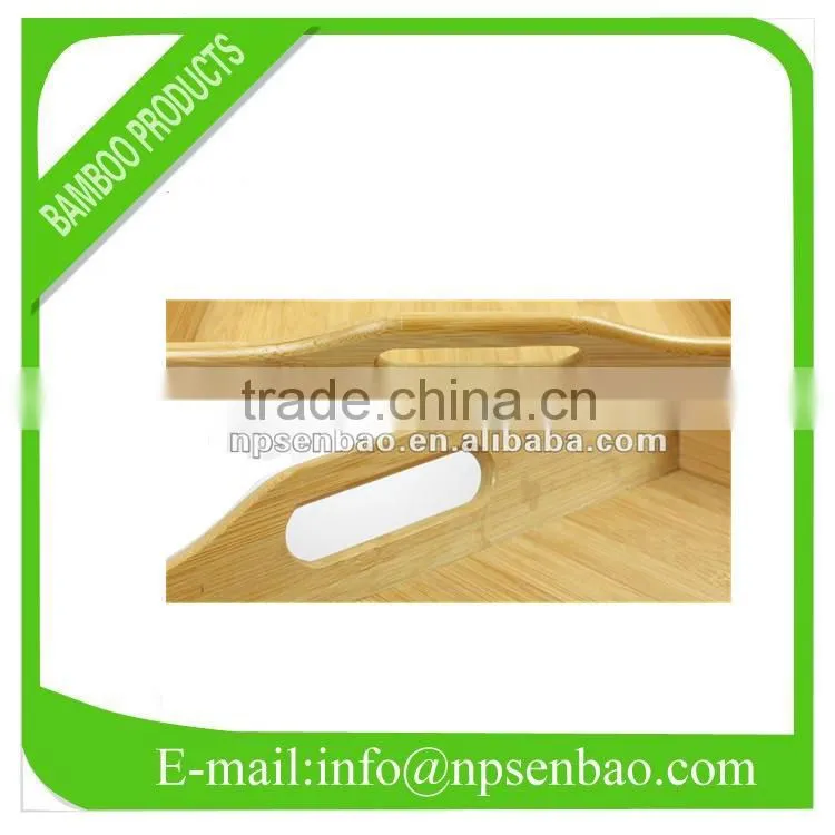 bamboo fast food serving tray with handles