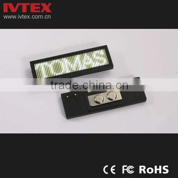 Digital Blue Rechargeable Battery Backup Mini LED Display / LED name badge / LED name card