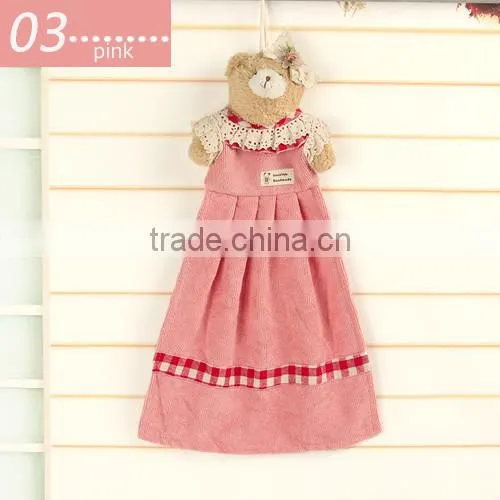 Cute animal decorative hand towel with lace, girl dress microfiber hand towel