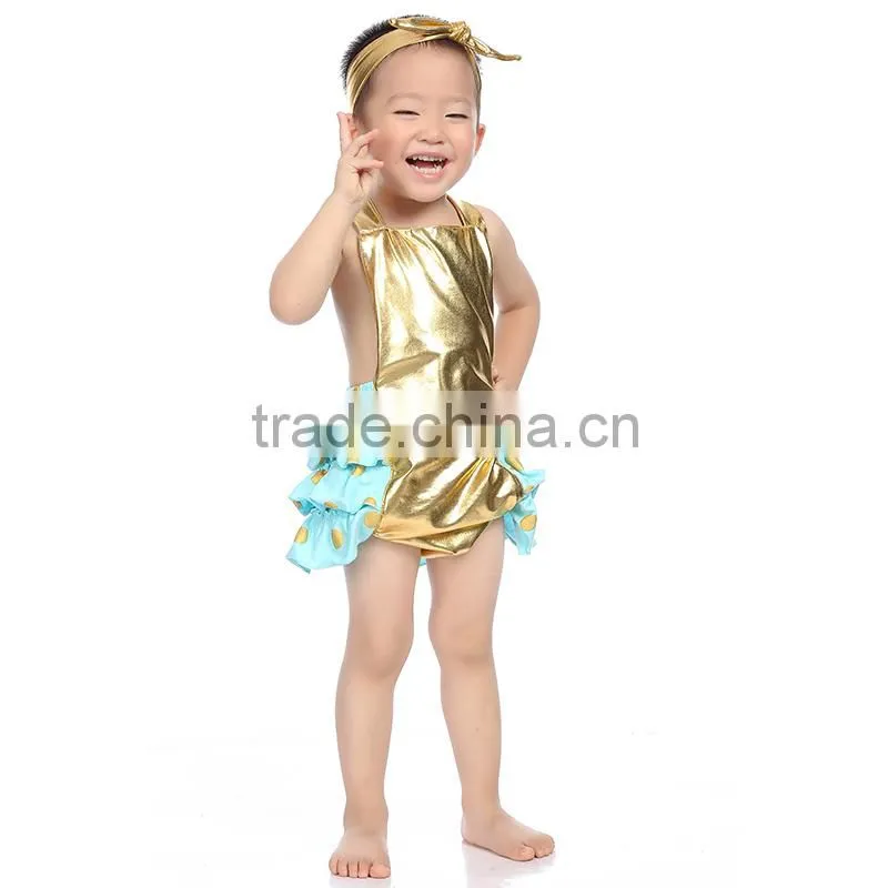 cute pink girls gold polka dot baby clothes bubble bodysuit baby romper