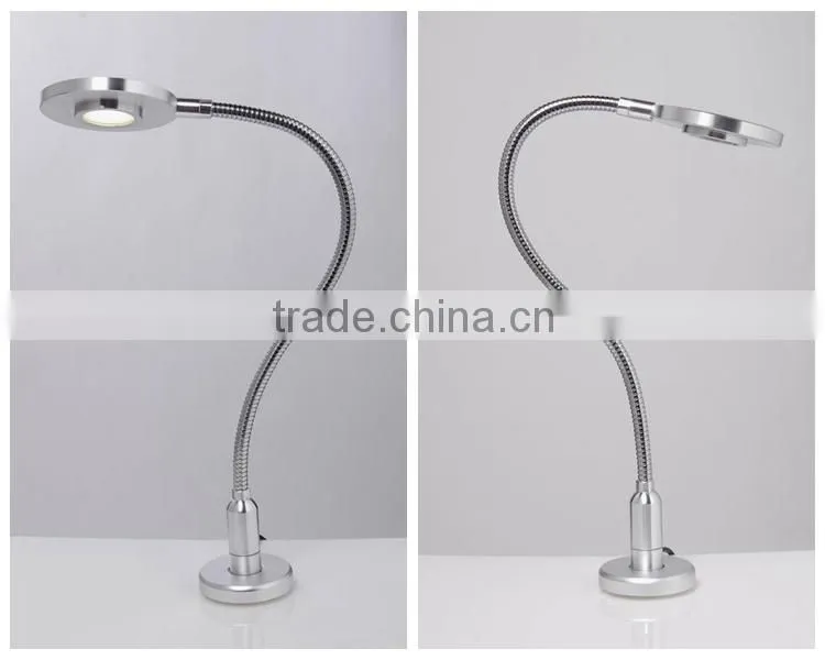 Aluminum silver color LED wall lamp withflexible gooseneck /Hotel Table Lamp