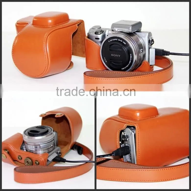 New Fashion Pu Leather camera bag for NEX5R NEX5T 16-50mm lens