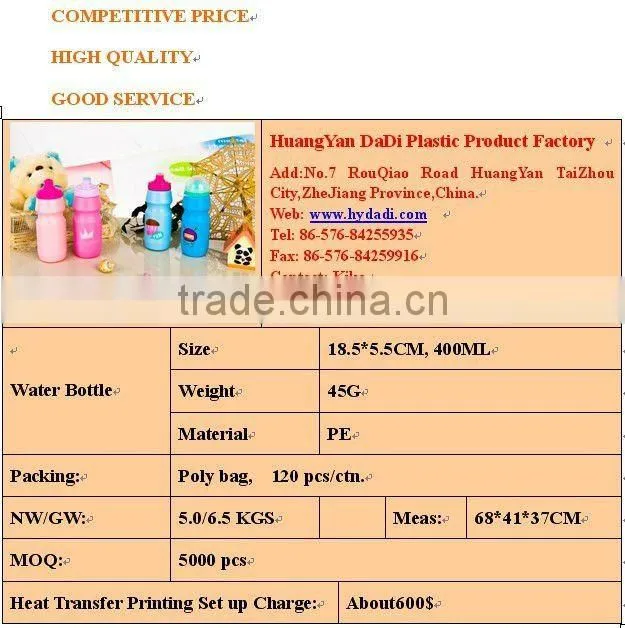 2016 Top Quality sports plastic water bottle for proomotion