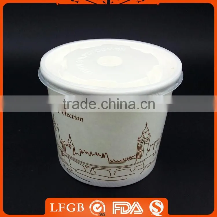 Customized printing PE coated disposable paper soup bowls with lids