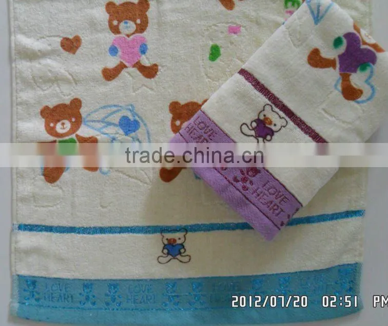 100% cotton velour printed children bath towel 21s yarn