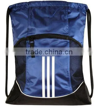 fashionable and durable sport polyester mesh drawstring bag backpack