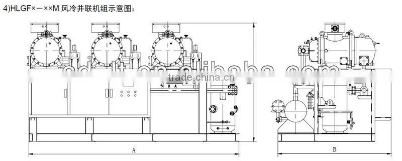 Semi-Hermetic Screw Compressor Middle Temperature Compressor Racks for ice making,chillered water making.etc