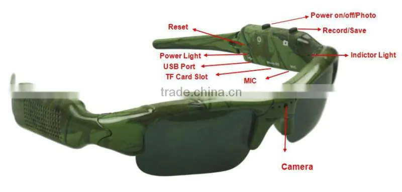 New Digital Camo Sports HD Video Camera Sunglasses DVR Glasses camcorderJVE3107A-1