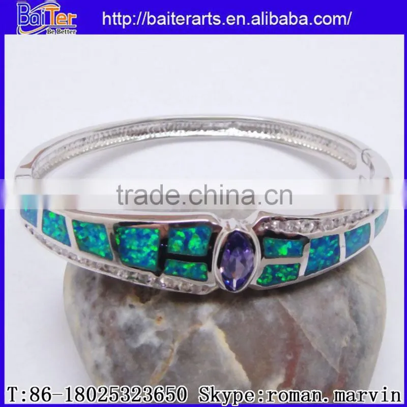 Wholesale Fashion Women's Synethic Blue Fire Opal Bangle