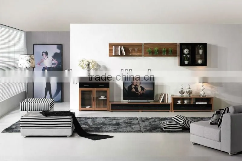 Modern walnut wall unit