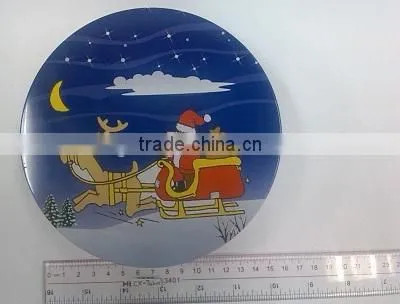 Flat lid round cookie tin can