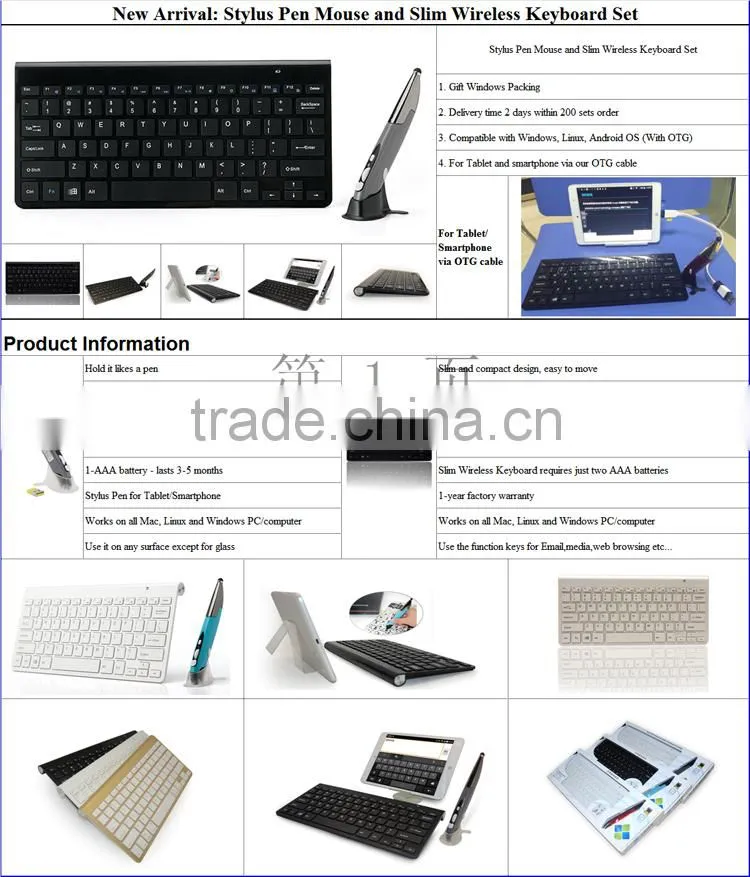 2.4G wireless keyboard and mouse,combo sets,slim design,different color for choose