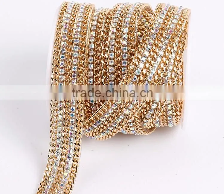 AB color rhinestone alloy accessory chain/belt