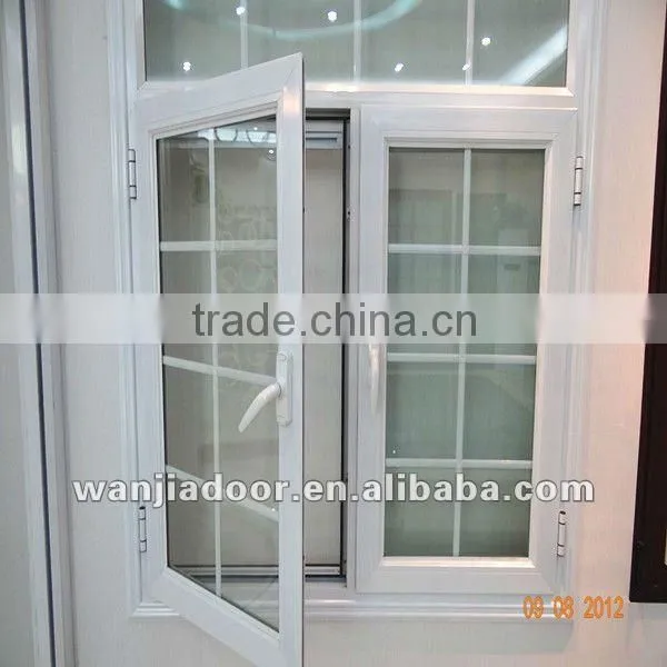invisible fly screen window/pvc casement window with accoridion screen window/guangzhou
