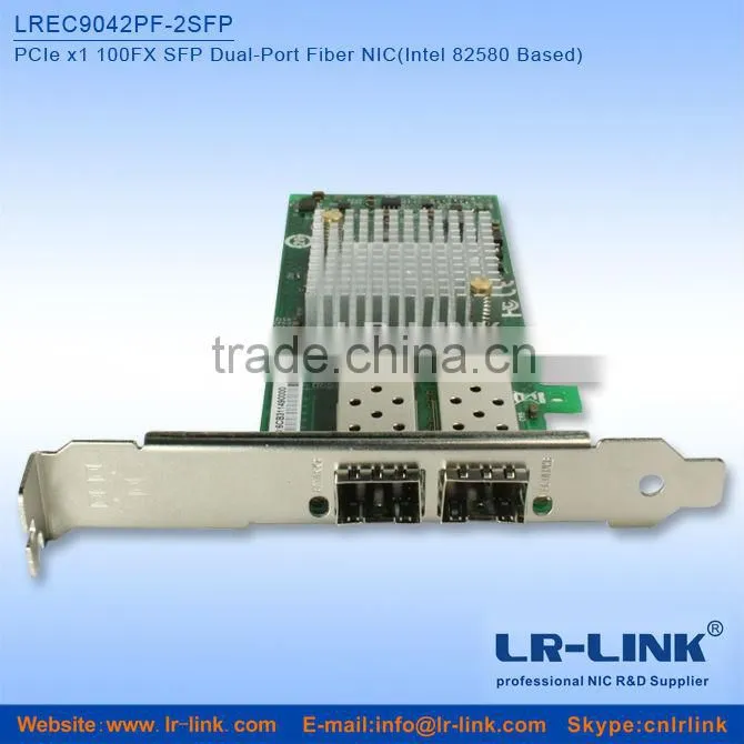 LREC9042PF-2SFP Intel 82580EB PCIe x1 100FX Dual SFP Port Fiber optic LAN Card