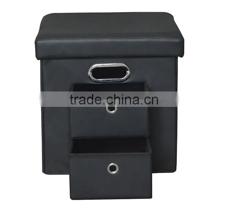 furniture folding collapsible storage ottoman storage stool with drawer
