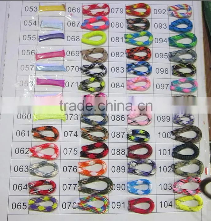 Hot sale rainbow paracord woven keychain, rainbow rope 550 to make keychain, rainbow 550 paracord survival keychain