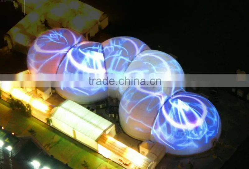 2016 Hot selling inflatable conjointed dome tent for 360 projection
