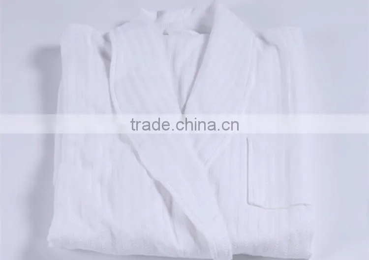 Wholesale Cotton White Waffle Hotel Bathrobe with Kimono Collar