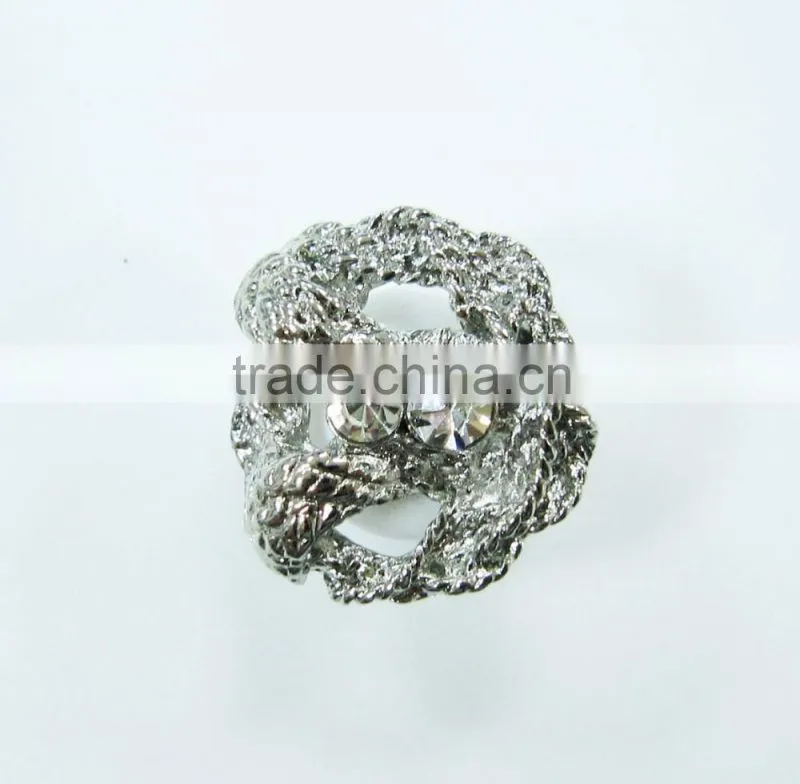 Vintage Crystal Rhinestone Silver Metal Nickel Free Shank Rhinestone Button