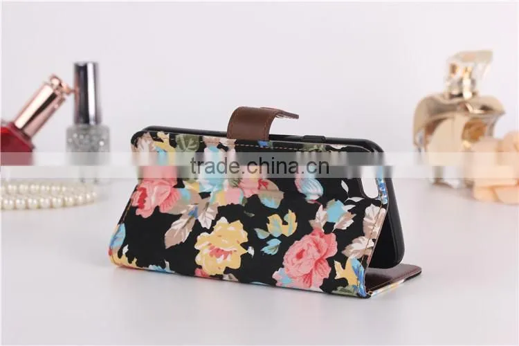 for iphone6 leather case wallet flower case for iphone 6