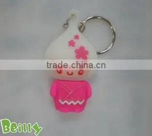 2013 the hottest 3D cartoon design silione USB cover with key chain