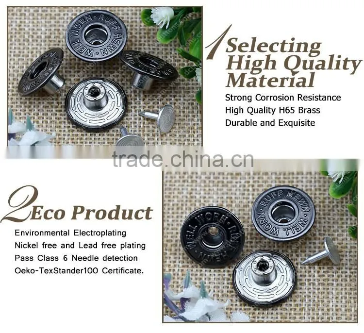 19MM Single Pin Jeans Men's Buttons for Pants