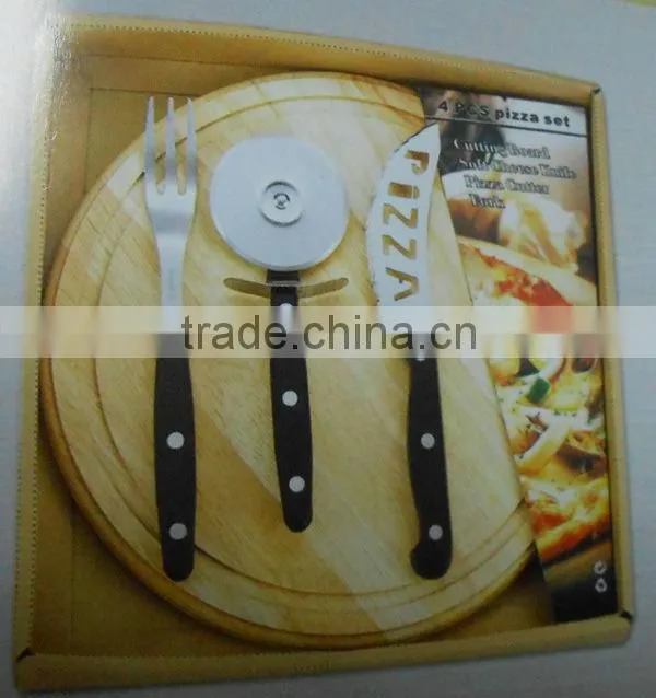 cheese gadget set of 4pcs with wooden cutting board