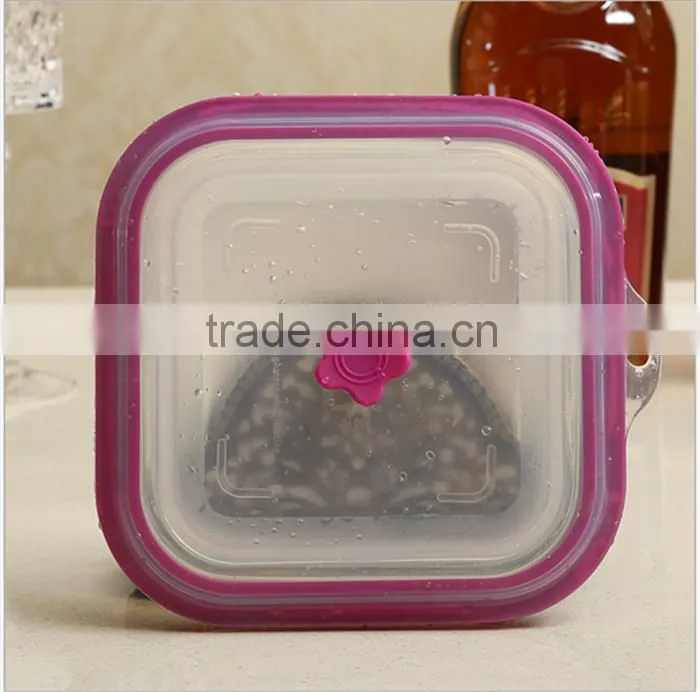 Folding Silicon Lunch Box Microwave Oven Food Storage Collapsible silicone lunch box