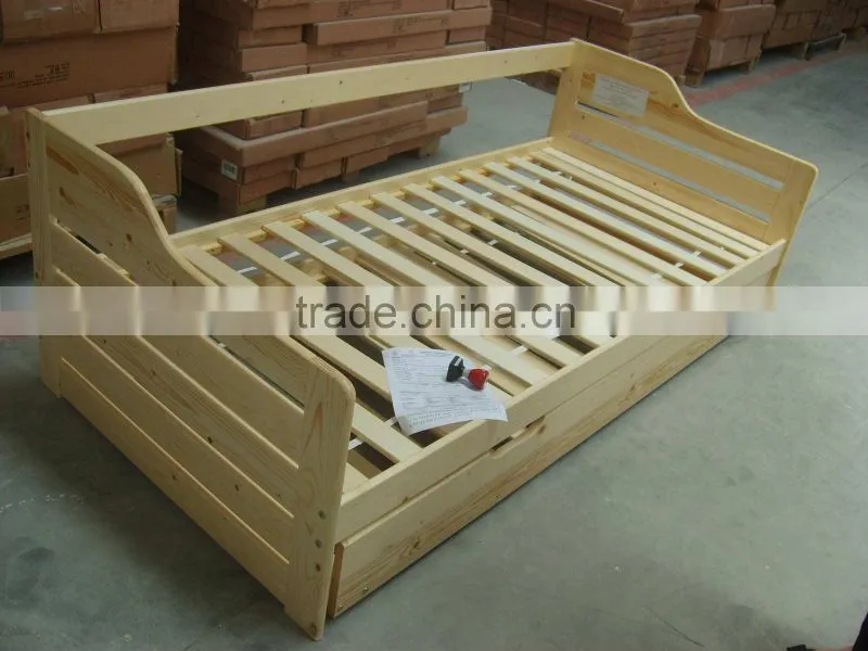 Modern quality solid pine wood box bed designs for sofa bed