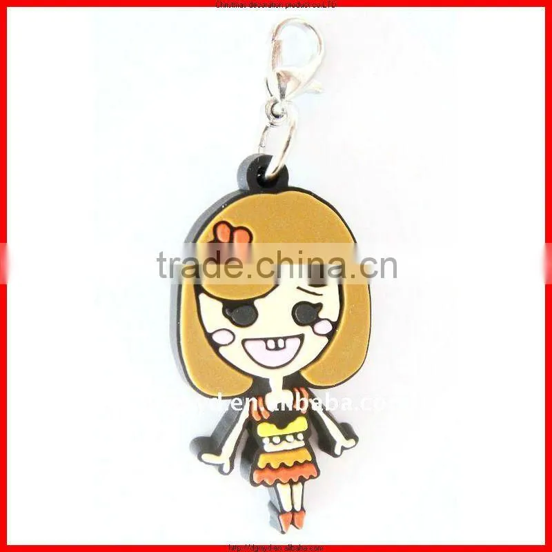 girls favorite eye-catching pvc+ metal key chain/beautiful pendant for bag