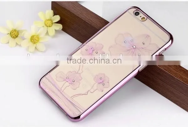 Wholesale fashion flower diamond hard cases for iphone 6 plus