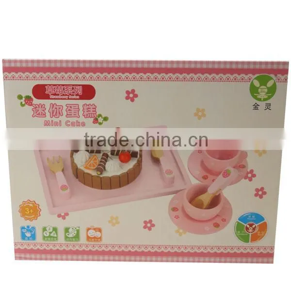 wood food toys funny mini cake cutting for kids playing