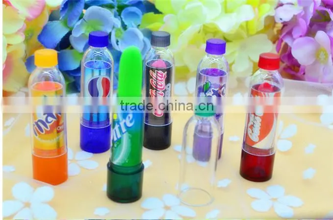 Cola shape cute tube magic lip balm color change lipstick 24pcs per lot moisture lip balm